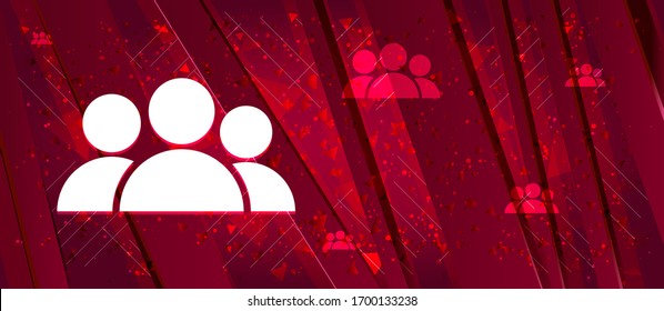 Group icon isolated on Abstract design bright red banner background