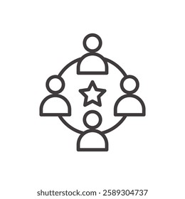 group icon isolated stroke in black color