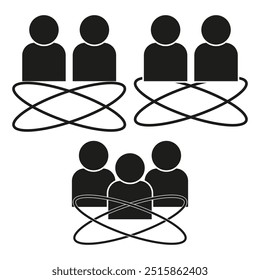 Group icon. People collaboration symbol. Teamwork graphic. Atomic structure figure.