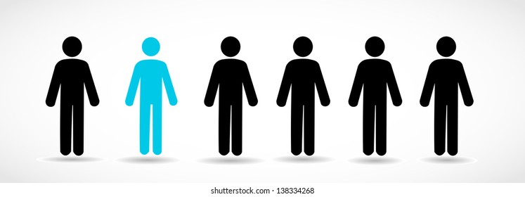 Group of icon people with one different person vector