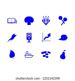 group icon set about mushroom, egg, pear and diamond vector set