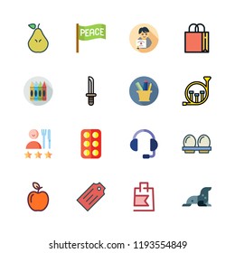 group icon set. vector set about peace, french horn, graduate and sea lion icons set.