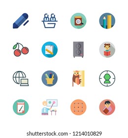 group icon set. vector set about pen, network, cherry and book icons set.