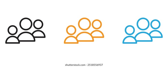 Ícone de grupo Conjunto de ilustrações de linha fina