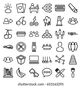 Group icons set. set of 36 group outline icons such as alligator, buffalo, cherry, barrow, pyramid, cherry, structure, table, saw, fork and knife, fork, pot for plants