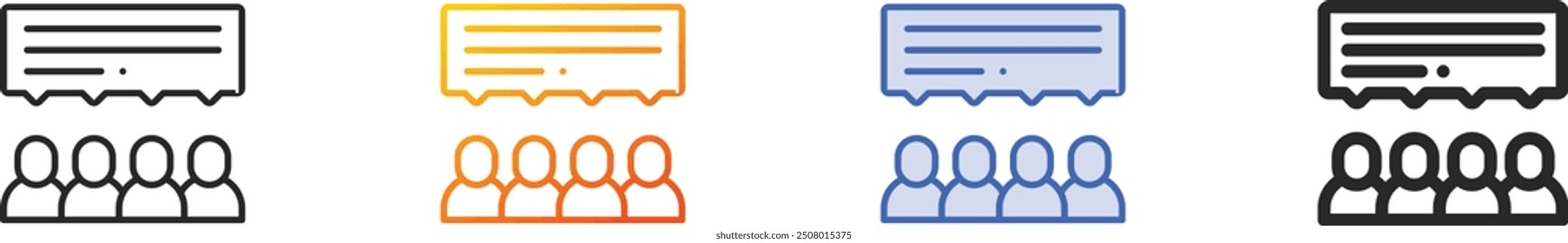 group icon.Thin Linear, Gradient, Blue Stroke and bold Style Design Isolated On White Background