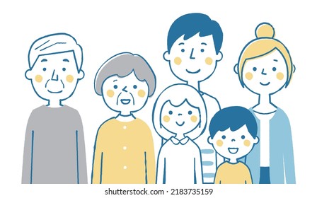 It is a group illustration of a happy family.