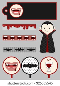 Group Illustration of Party Printables with a Vampire Theme
