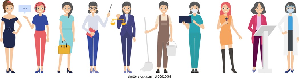 Group image design of cartoon women of various occupations