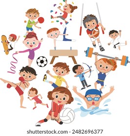 Group image of people playing various sports