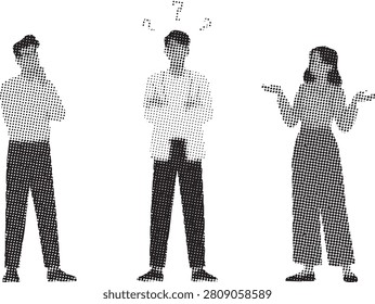 Group of individuals engaged in conversation, one character shows perplexity, dialogue challenge.