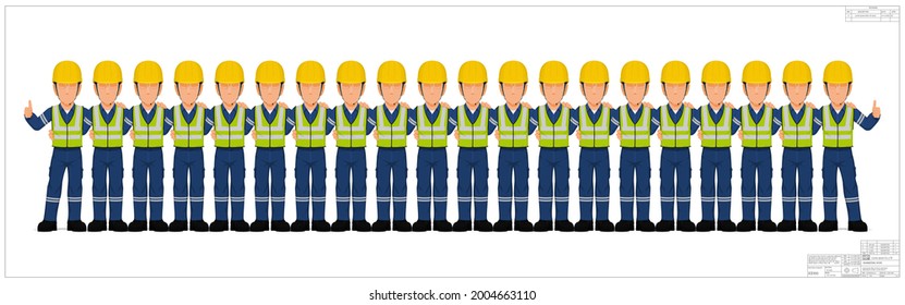 Grupo de trabajadores industriales de origen blanco