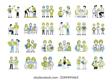Group of industrial workers white background stock image