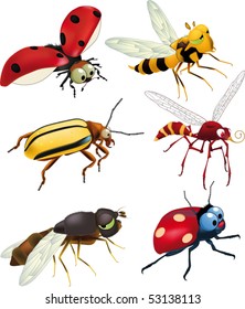 Grupo de insectos de películas de dibujos animados