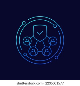 icono de seguro de grupo, diseño lineal