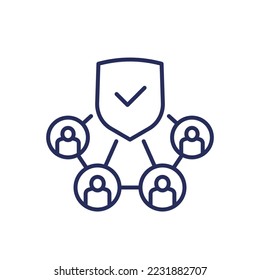 icono de línea de seguro de grupo, vector