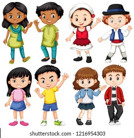 Group of internation children illustration