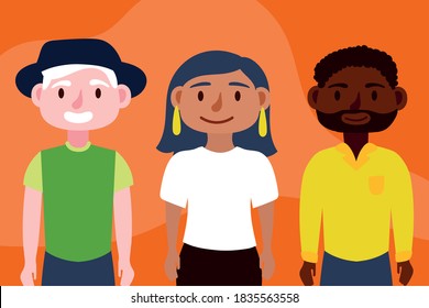 group of interracial persons Inclusion concept characters vector illustration design