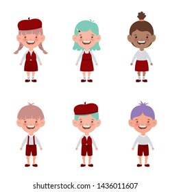 group of interracial students characters
