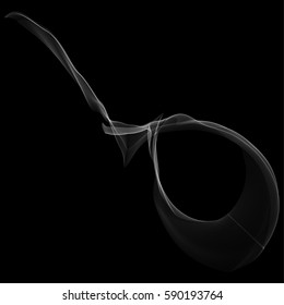 Group of intertwined smoothly curved lines resembling a smoke against black background