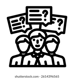 group interview interview job line icon vector. group interview interview job sign. isolated contour symbol black illustration