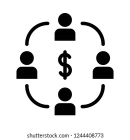 group investment black solid icon in business and finance.
