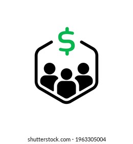 grupo de inversores como el icono del trabajo en equipo de negocios. tendencia de línea plana patrocinador moderno logotipo gráfico personas ricas diseñan elementos web aislados en blanco. concepto de conferencia sobre ingresos financieros o fondos mutuos