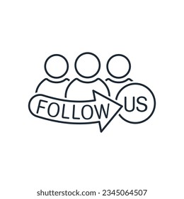 Group invitation. Follow us. Vector linear icon isolated on white background.