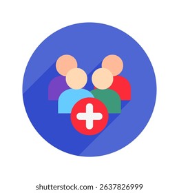 Group Invite rounded flat color, mini illustration icon. use for modern concept, print, UI, UX kit, web and app development. Vector related to account management, ecommerce, banking and finance.