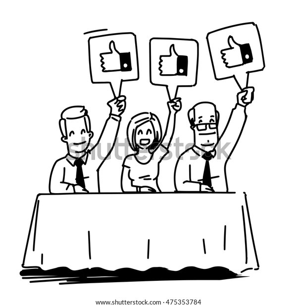 Group Judges Showing Score Cards Stock Vector Royalty Free 475353784