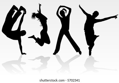 The Group Of Jumping People