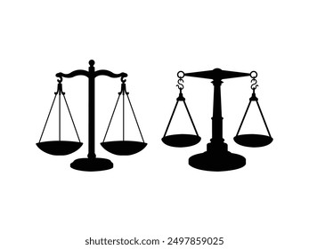 Group of Justice Scale Silhouette isolated white background. Vector Illustration