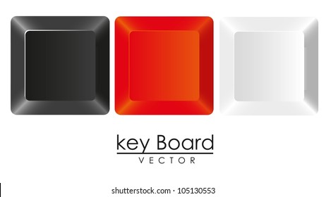 group of keys in three colors, white, black and red, vector illustration