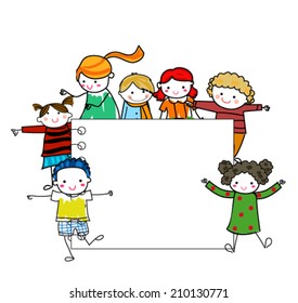 Group of Kids and banner