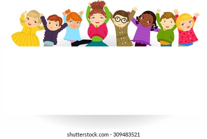 Group of kids and banner