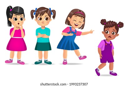 Group Kids Bully Their Friend Isolated Stock Vector (Royalty Free ...