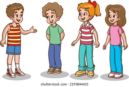 group of kids chatting vector illustration