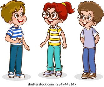 group of kids chatting vector illustration