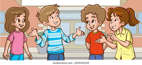 group of kids chatting vector illustration