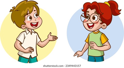 group of kids chatting vector illustration