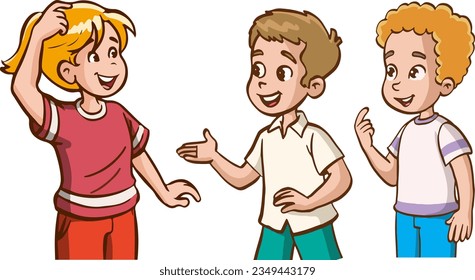 group of kids chatting vector illustration