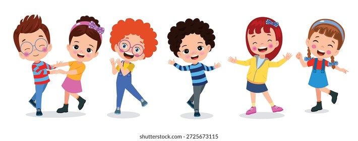 Un grupo de niños bailando y riendo