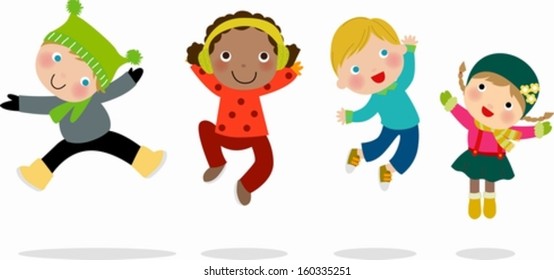 Group of kids jumping