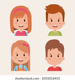 group of kids little characters