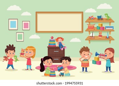 group of kids playing in playroom