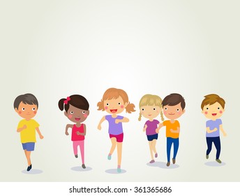 Group Of Kids Running