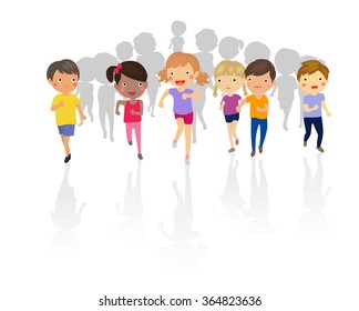 Group of kids running