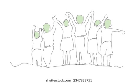 Group of kids vector line art. kids continuous line art. World kids day, Pray and worship, Hope, freedom, 
Diverse, Fait. line art