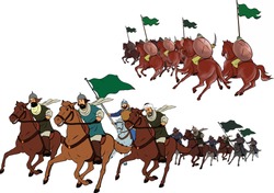 A Group Of Knights Ride Horses Running From Arab And Islamic History