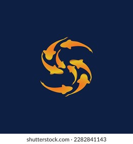 Grupo de Koi Fish escribe una carta concepto de logo S